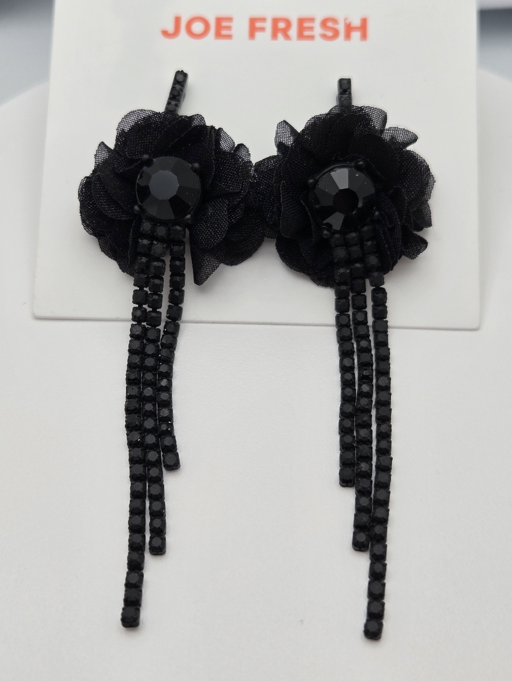✨2/$10✨ Floral Dangle Earrings + Sparkly Bar Studs Bundle Crystal Tassel 3" - Picture 9 of 12